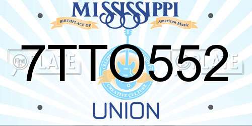 7TTO552 Mississippi License Plate