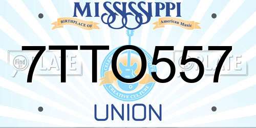 7TTO557 Mississippi License Plate