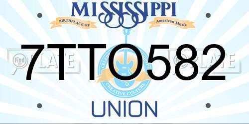 7TTO582 Mississippi License Plate