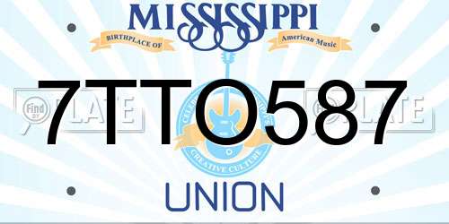 7TTO587 Mississippi License Plate