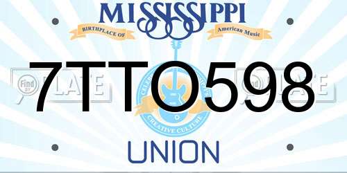 7TTO598 Mississippi License Plate