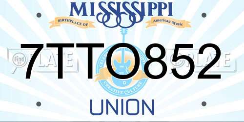 7TTO852 Mississippi License Plate