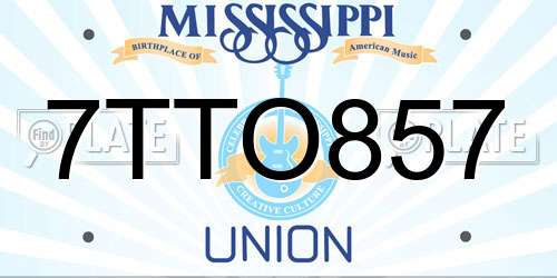 7TTO857 Mississippi License Plate