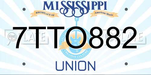 7TTO882 Mississippi License Plate