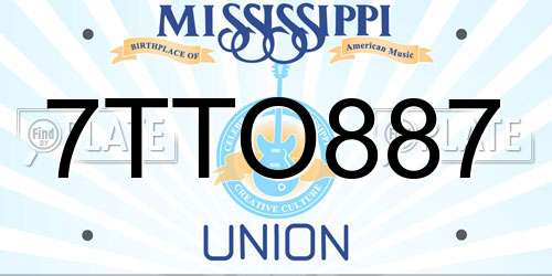 7TTO887 Mississippi License Plate