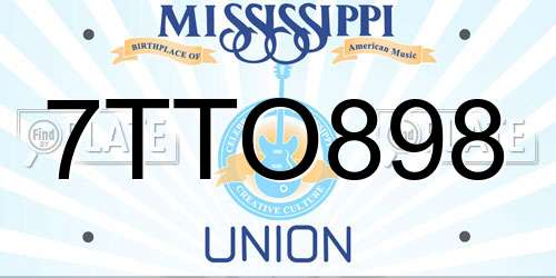 7TTO898 Mississippi License Plate