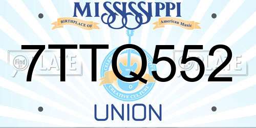 7TTQ552 Mississippi License Plate