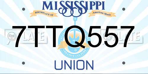 7TTQ557 Mississippi License Plate
