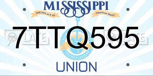 7TTQ595 Mississippi License Plate