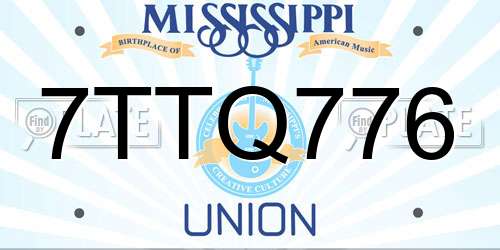 7TTQ776 Mississippi License Plate