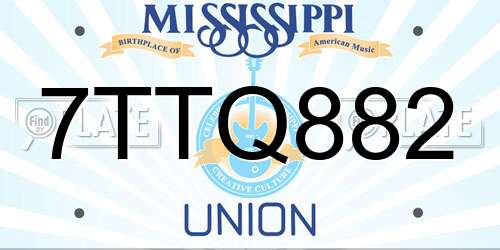 7TTQ882 Mississippi License Plate