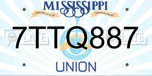 7TTQ887 Mississippi License Plate