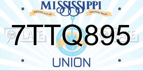 7TTQ895 Mississippi License Plate