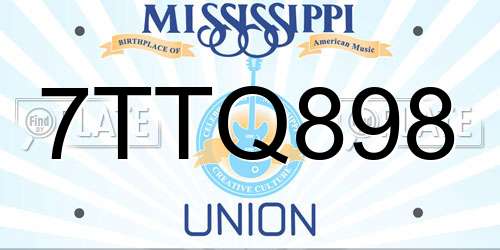 7TTQ898 Mississippi License Plate