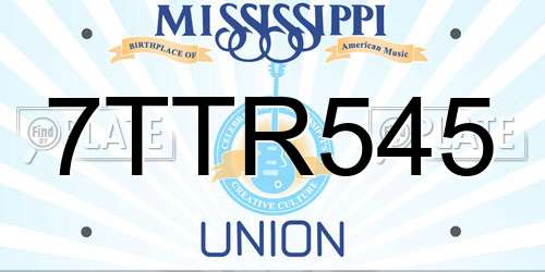 7TTR545 Mississippi License Plate