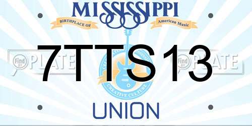 7TTS13 Mississippi License Plate