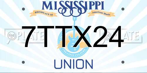 7TTX24 Mississippi License Plate