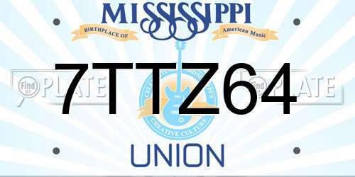 7TTZ64 Mississippi License Plate