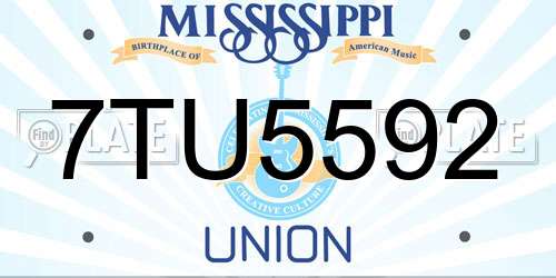 7TU5592 Mississippi License Plate
