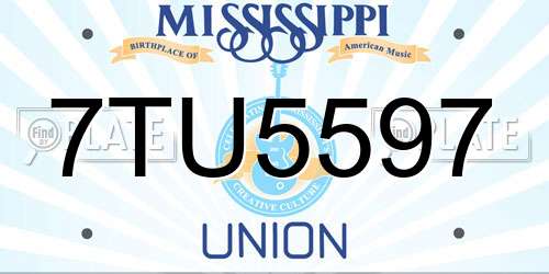 7TU5597 Mississippi License Plate