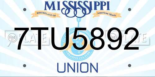 7TU5892 Mississippi License Plate