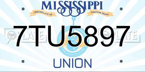 7TU5897 Mississippi License Plate