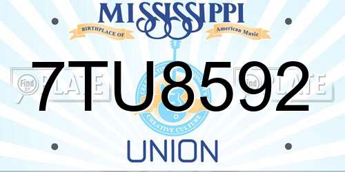 7TU8592 Mississippi License Plate