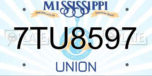 7TU8597 Mississippi License Plate