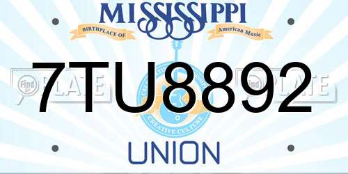 7TU8892 Mississippi License Plate