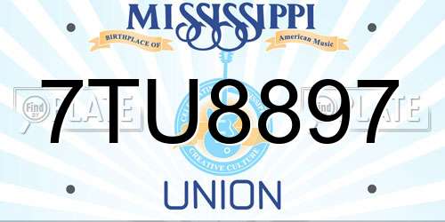 7TU8897 Mississippi License Plate