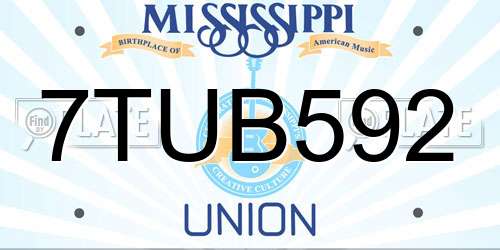 7TUB592 Mississippi License Plate