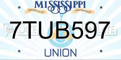 7TUB597 Mississippi License Plate