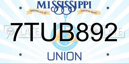 7TUB892 Mississippi License Plate