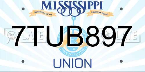 7TUB897 Mississippi License Plate