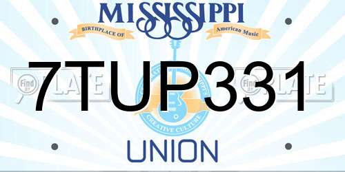 7TUP331 Mississippi License Plate