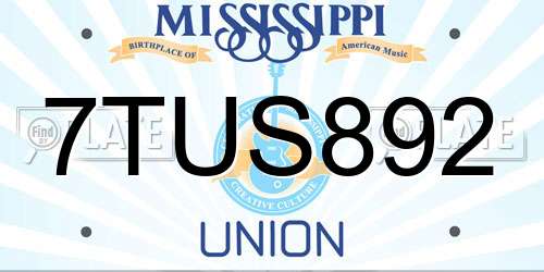 7TUS892 Mississippi License Plate