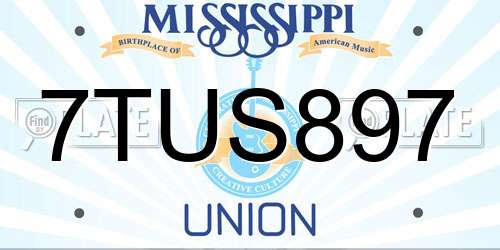 7TUS897 Mississippi License Plate