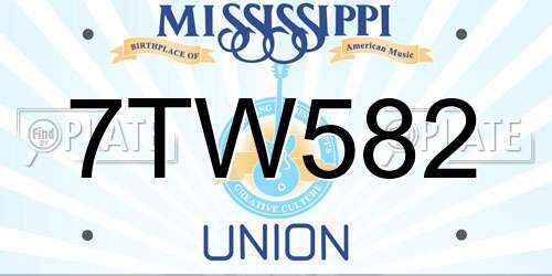 7TW582 Mississippi License Plate