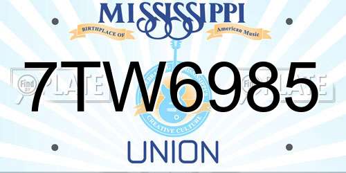 7TW6985 Mississippi License Plate