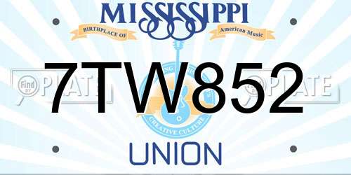 7TW852 Mississippi License Plate