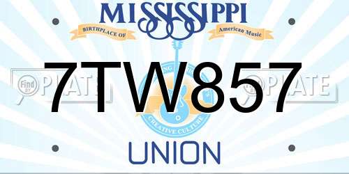 7TW857 Mississippi License Plate