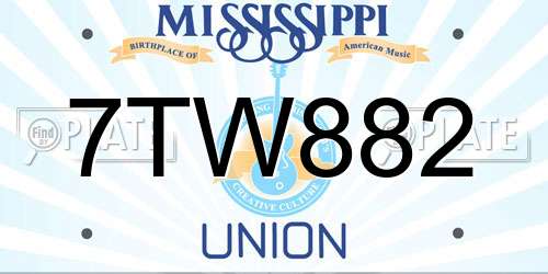 7TW882 Mississippi License Plate
