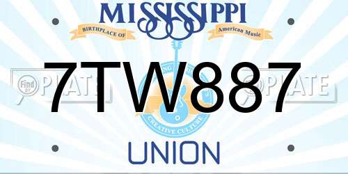 7TW887 Mississippi License Plate
