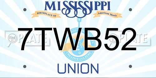 7TWB52 Mississippi License Plate