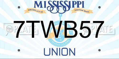 7TWB57 Mississippi License Plate
