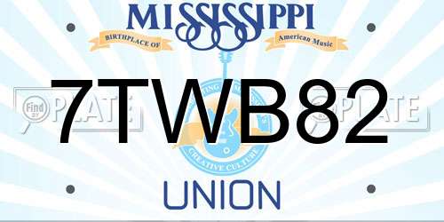 7TWB82 Mississippi License Plate