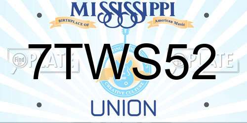 7TWS52 Mississippi License Plate