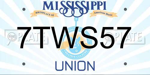 7TWS57 Mississippi License Plate