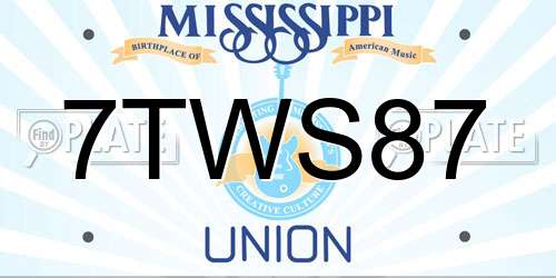 7TWS87 Mississippi License Plate