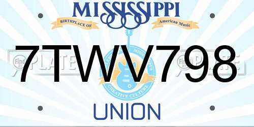 7TWV798 Mississippi License Plate